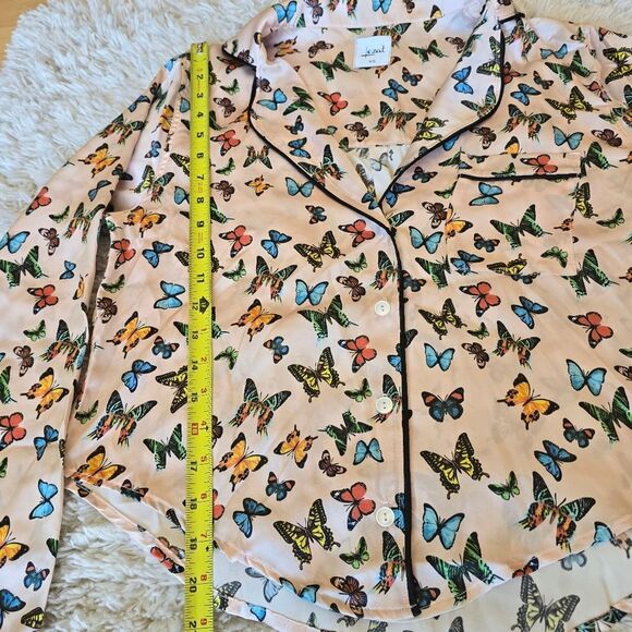 LEZAT Butterfly Pjs Set Size XS 100% Silk Pink Blue - Picture 5 of 14